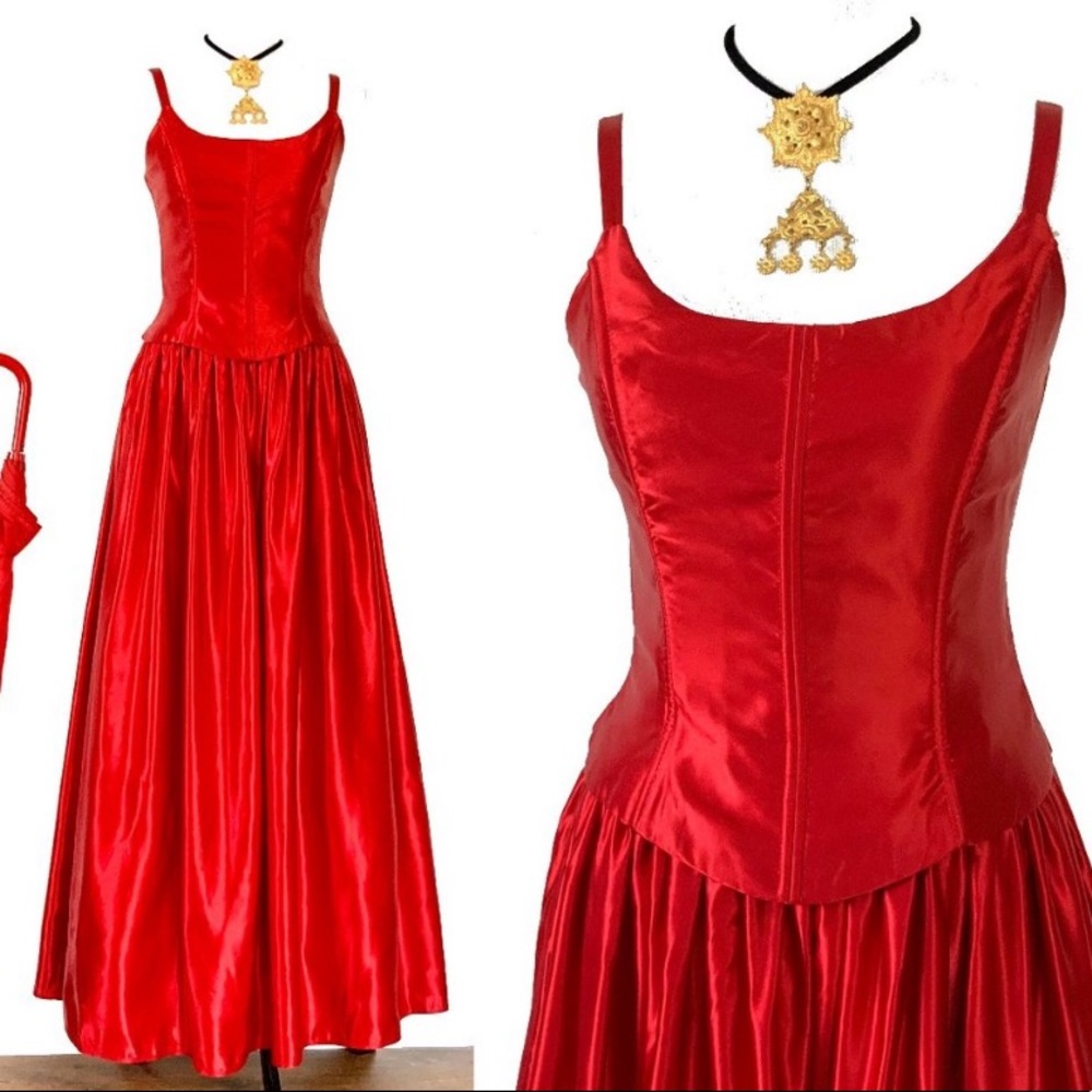 VTG Jessica McClintock Gunne sax corset satin gown